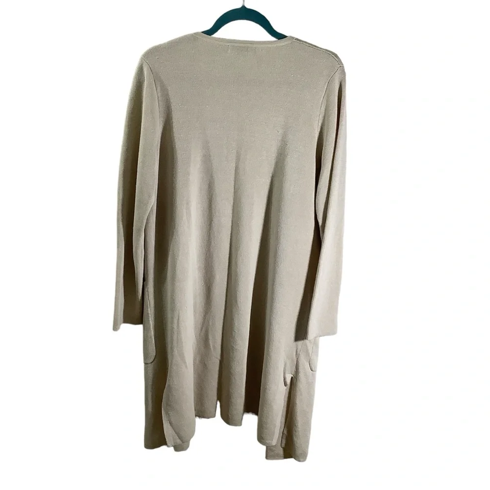 J. Crew Linen Blend Open Front Long Cardigan With Pockets Cream